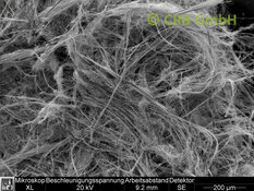 SEM-afbeelding crokydolith-asbest in vezelcement | © CRB Analyse Service GmbH